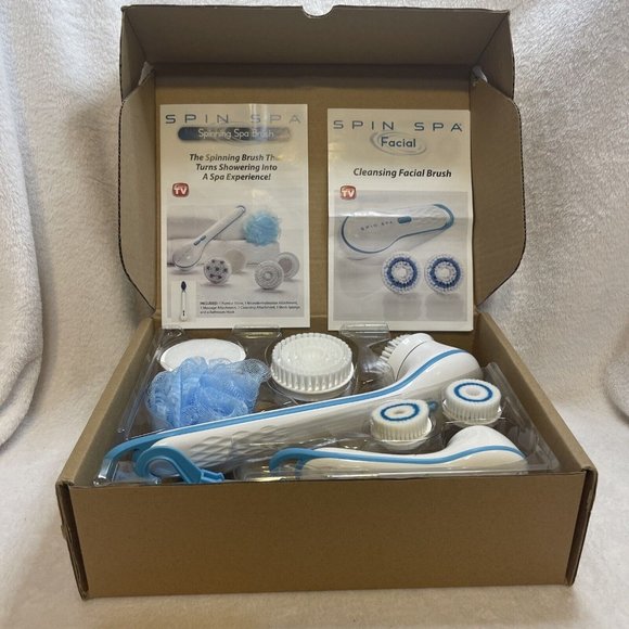 Idea Village SPIN SPA Spinning Spa Brush Pampering Cleanse Blue‎  NEW - Picture 8 of 12